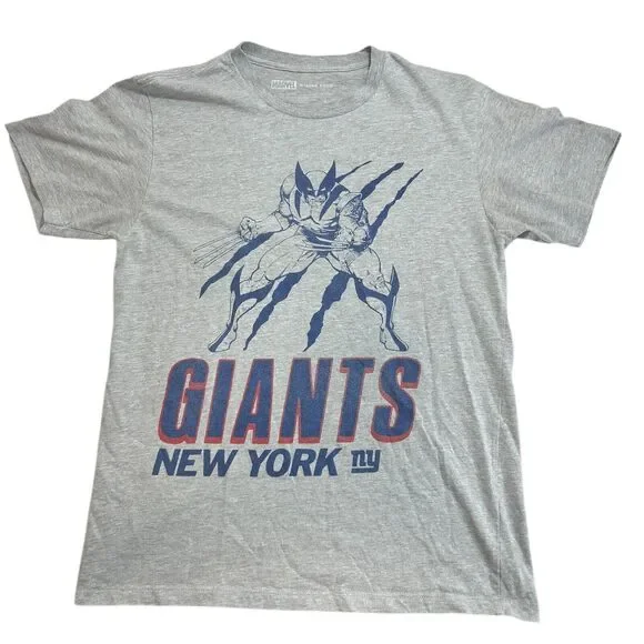 Marvel x Junk Food NY Giants Wolverine Graphic Tee Heather Gray NFL T-shirt - Picture 2 of 8